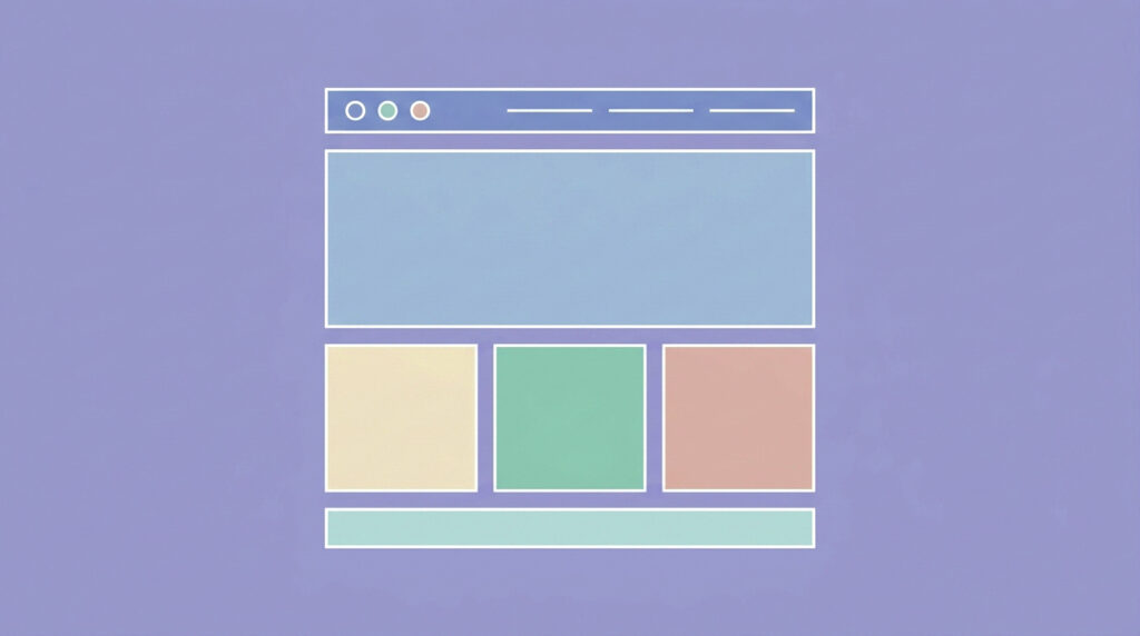 freelance portfolio website layout with about and contact sections illustration