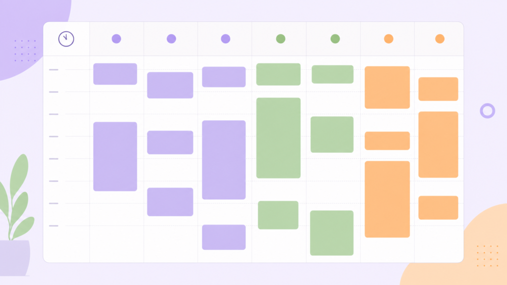 time blocking schedule for freelancers – colored calendar zones