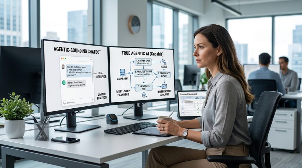 Research whether the tool you're considering is genuinely agentic (capable of multi-step planning and tool use) or simply a chatbot with an agentic-sounding name.