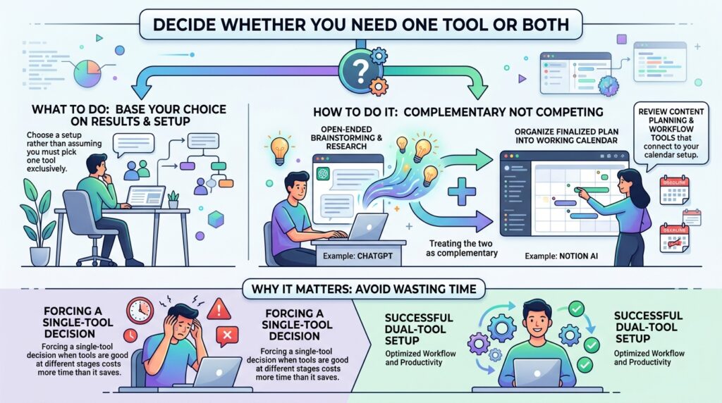 Decide Whether You Need One Tool or Both

What to do: Based on your results, choose a setup rather than assuming you must pick only one tool exclusively.

.