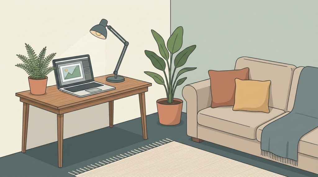 A dedicated home work space to support remote work boundaries