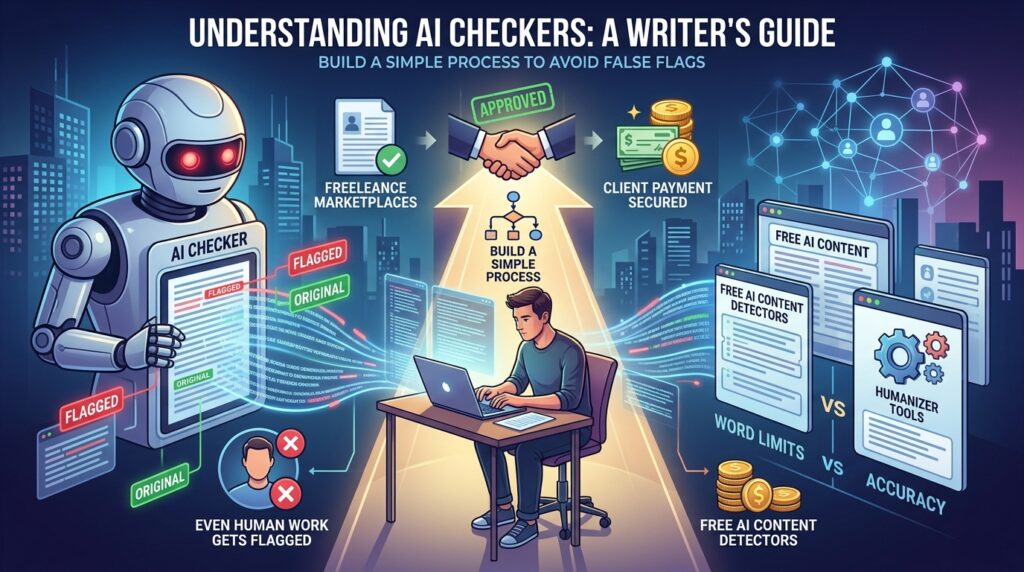 Writer testing content with a free AI content detector.free AI content detectors