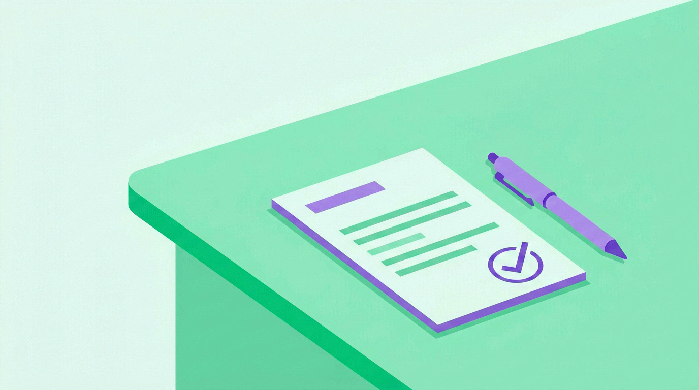 freelance contract – signed agreement document with pen illustration