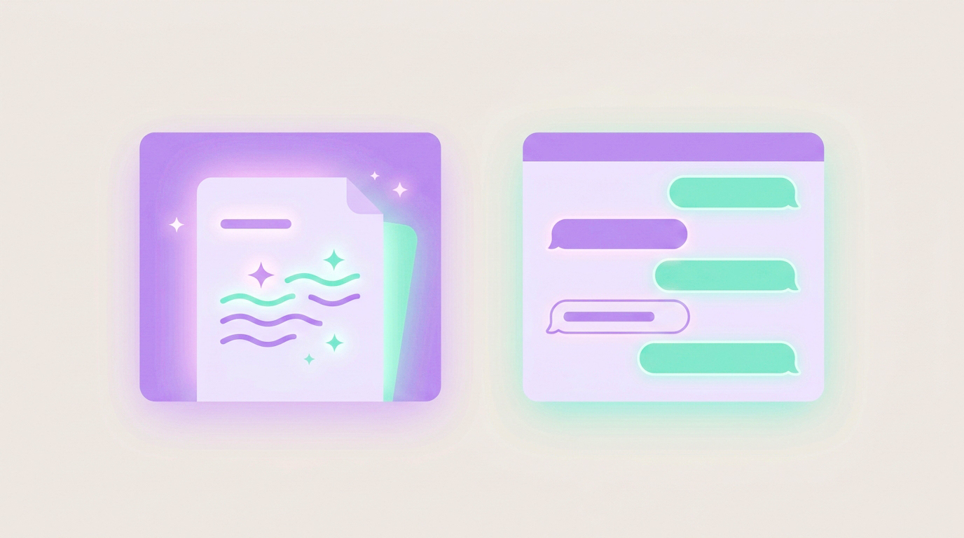 notion ai vs chatgpt – two AI writing interfaces side by side illustration