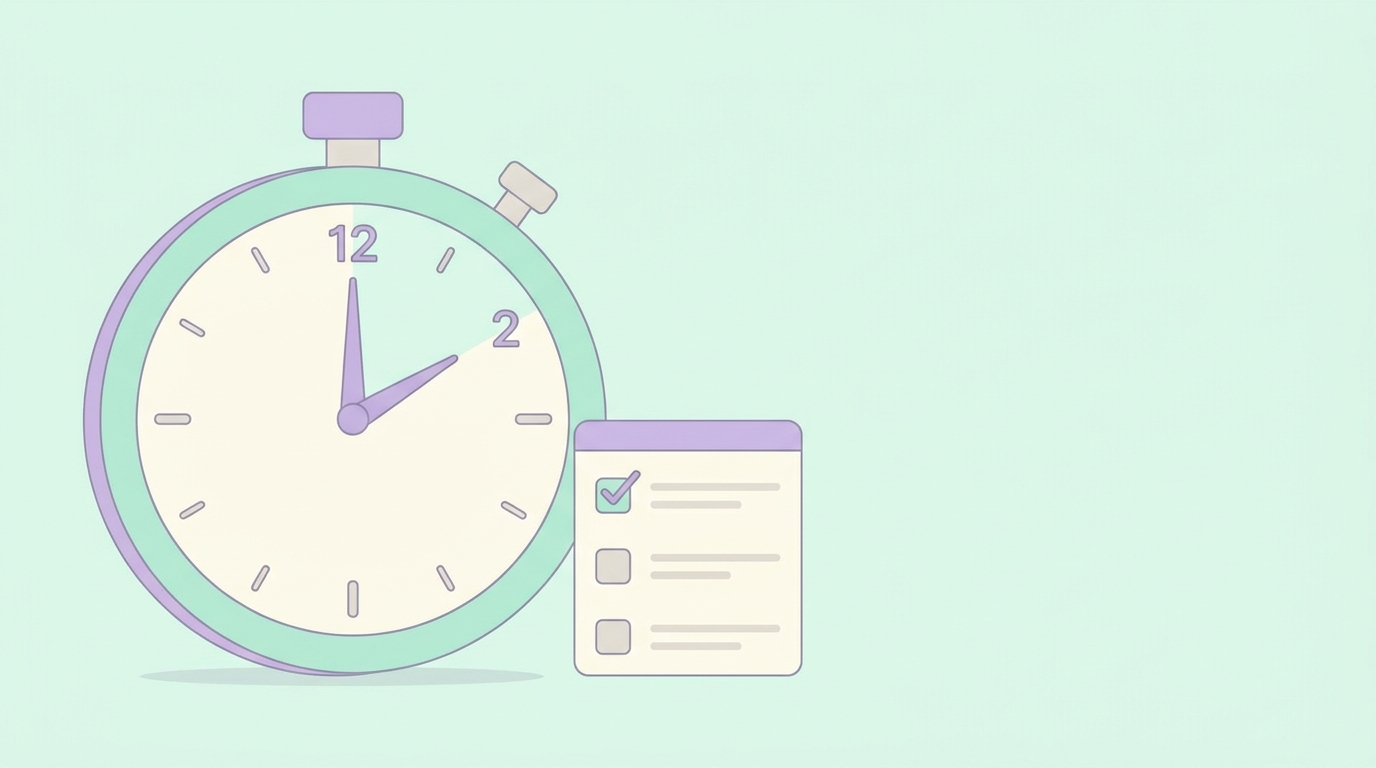2 minute rule productivity habit – timer with small task checklist illustration
