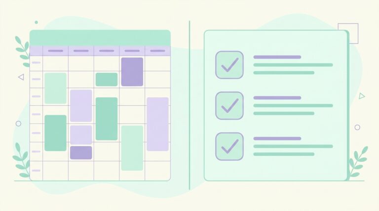 time blocking vs to do list comparison – calendar and checklist side by side