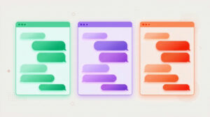 chatgpt vs claude vs gemini comparison – three AI chat interfaces side by side illustration