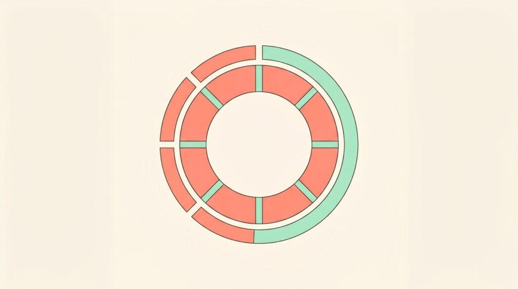 pomodoro timer cycle of four work intervals and breaks illustration