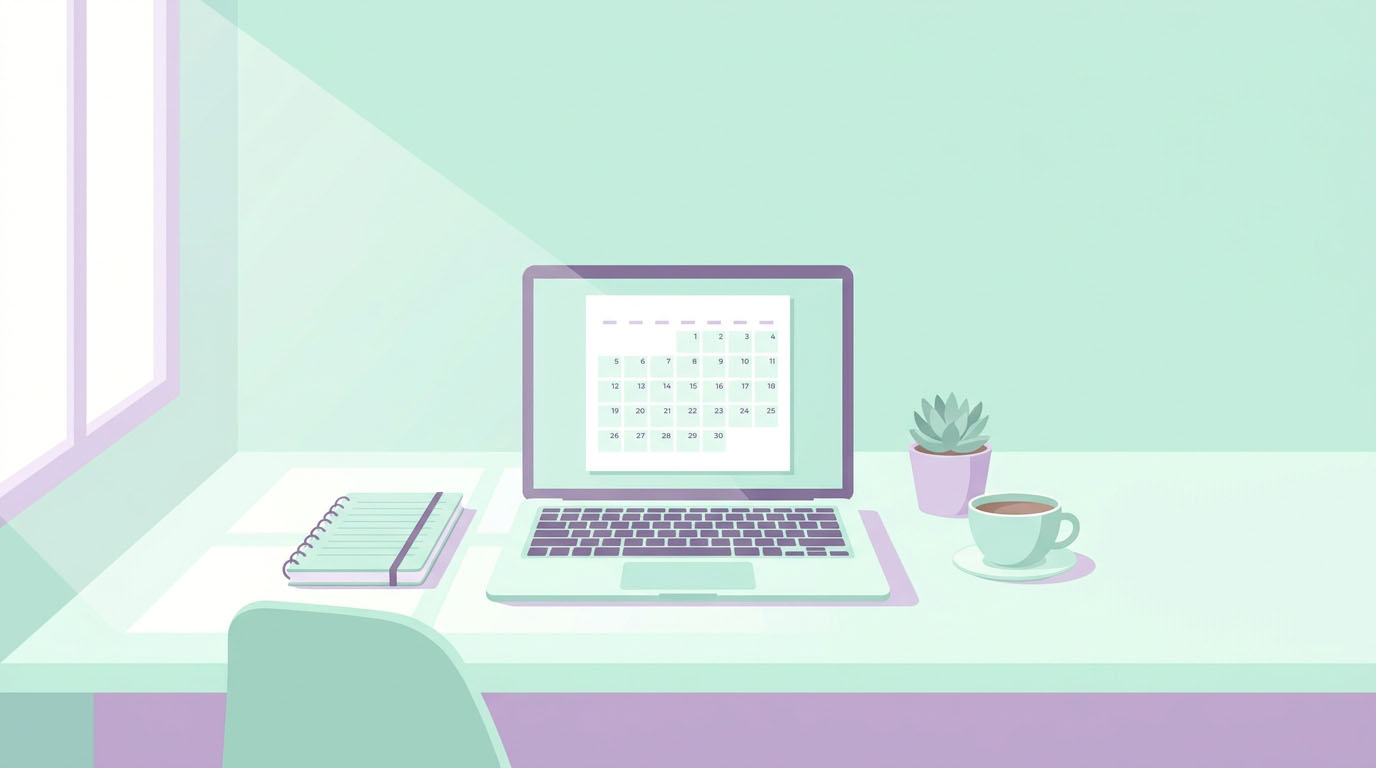 morning deep work block routine – sunlit desk with planner illustration.deep work routine