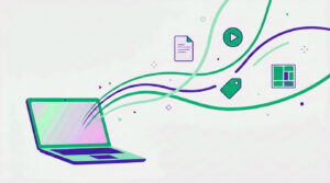 passive income ideas for freelancers – laptop with multiple income stream icons illustration