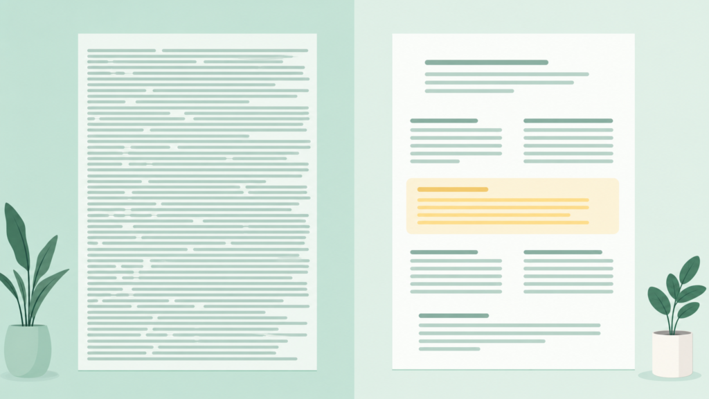 fiverr gig description Examples template structure – before and after comparison illustration.