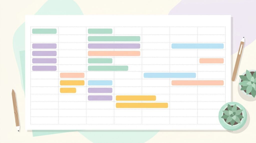 sample weekly plan template – calendar with task blocks illustration