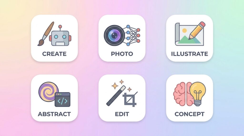 Grid of top AI image generator tools without watermarks