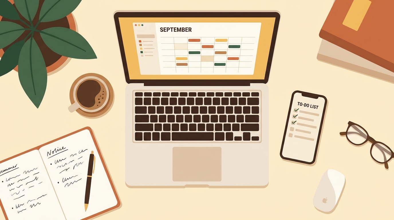 Free calendar and task management workspace setup
