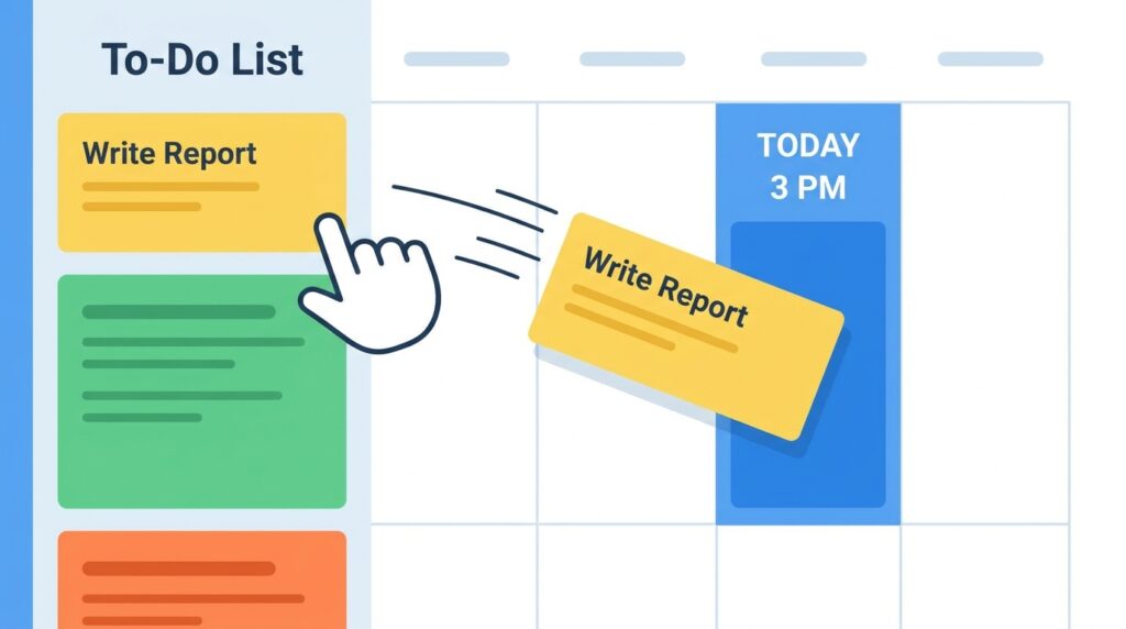 Moving tasks onto a calendar workflow