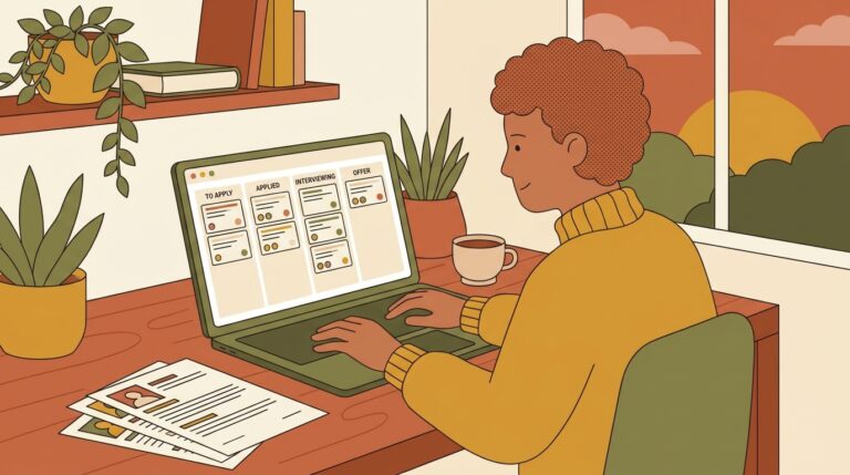 Notion templates for job hunting setup on a laptop