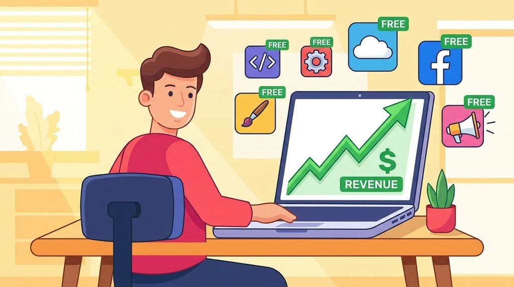 Example of a freelancer earning a full income using a zero-dollar freelance stack