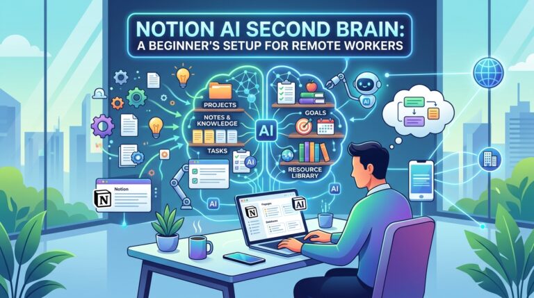 Remote worker setting up a Notion AI Second Brain system